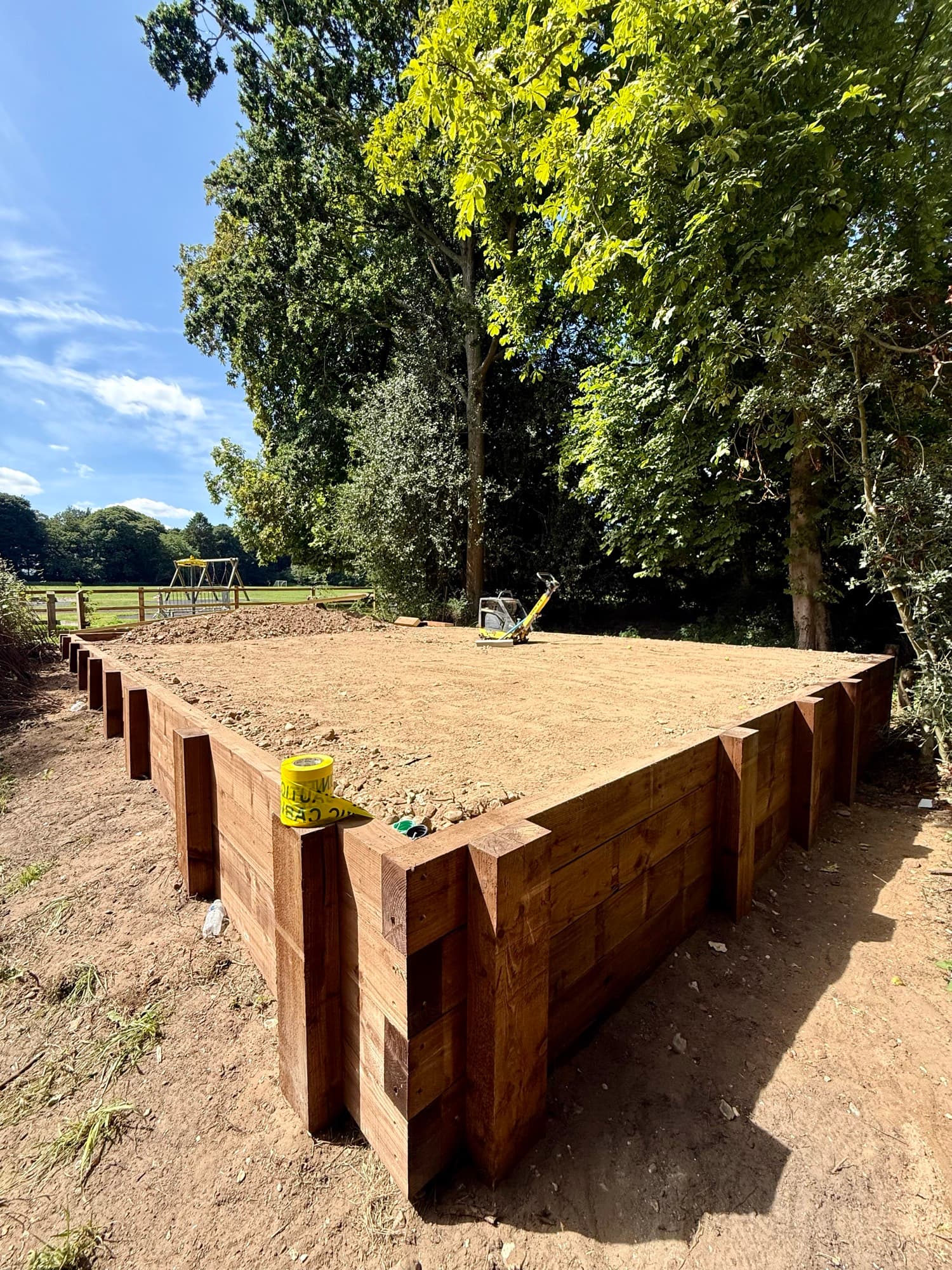 Raised beds built from timber sleepers